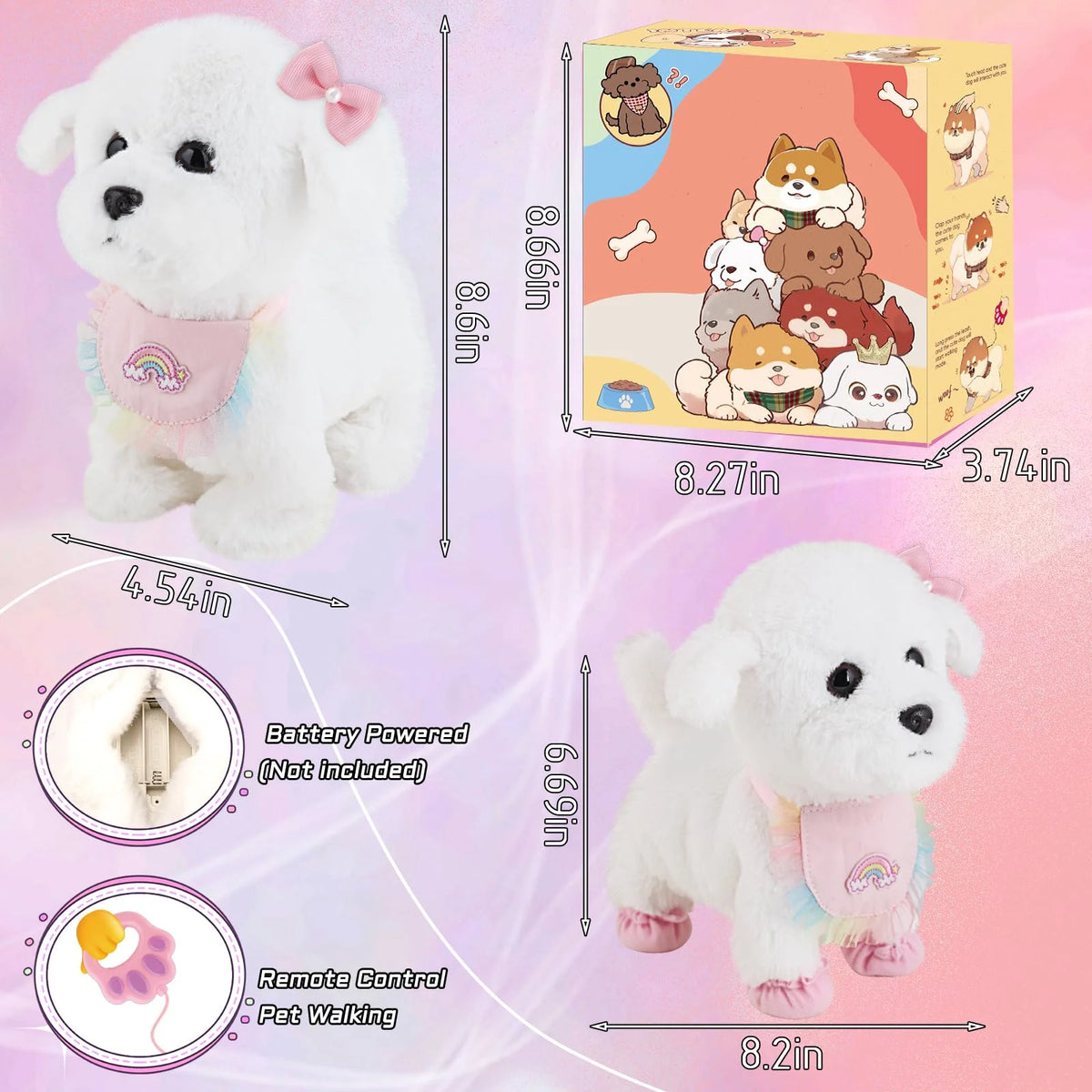 Interactive Walking Toy Dog for Kids Will Bark Touch & Voice Controlled with Remote and Waggling Tail Ideal Birthday or Gift