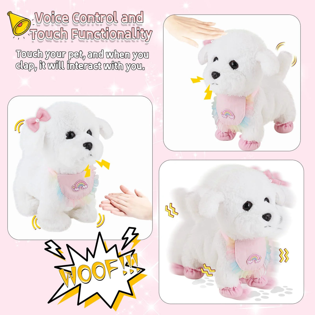 Interactive Walking Toy Dog for Kids Will Bark Touch & Voice Controlled with Remote and Waggling Tail Ideal Birthday or Gift