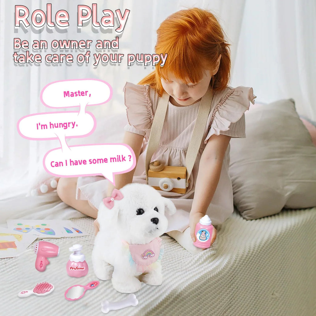 Interactive Walking Toy Dog for Kids Will Bark Touch & Voice Controlled with Remote and Waggling Tail Ideal Birthday or Gift