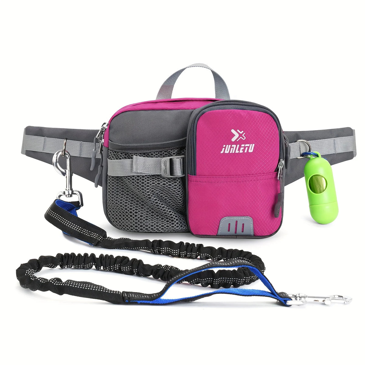Dog Walking Leash with Waist Bag for Dog Sports Multifunction Outdoor Walk Dog Leash Reflective Waterproof Nylon Treat Bag