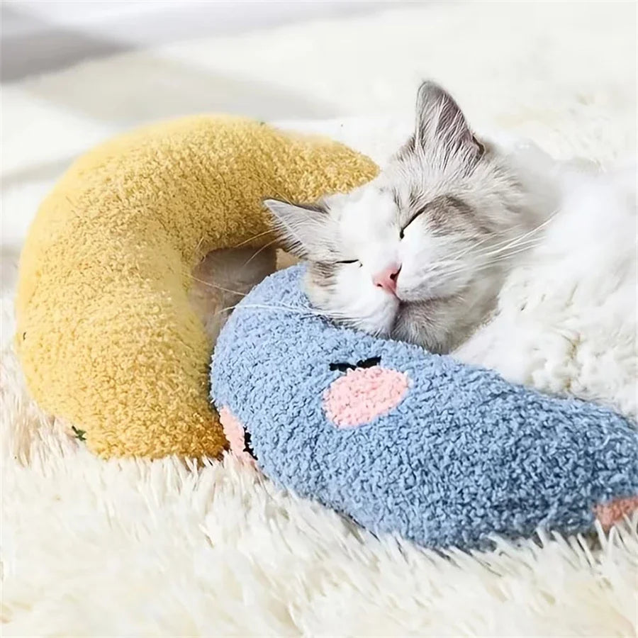 Cozy U-Shaped Calming Pillow for Cats