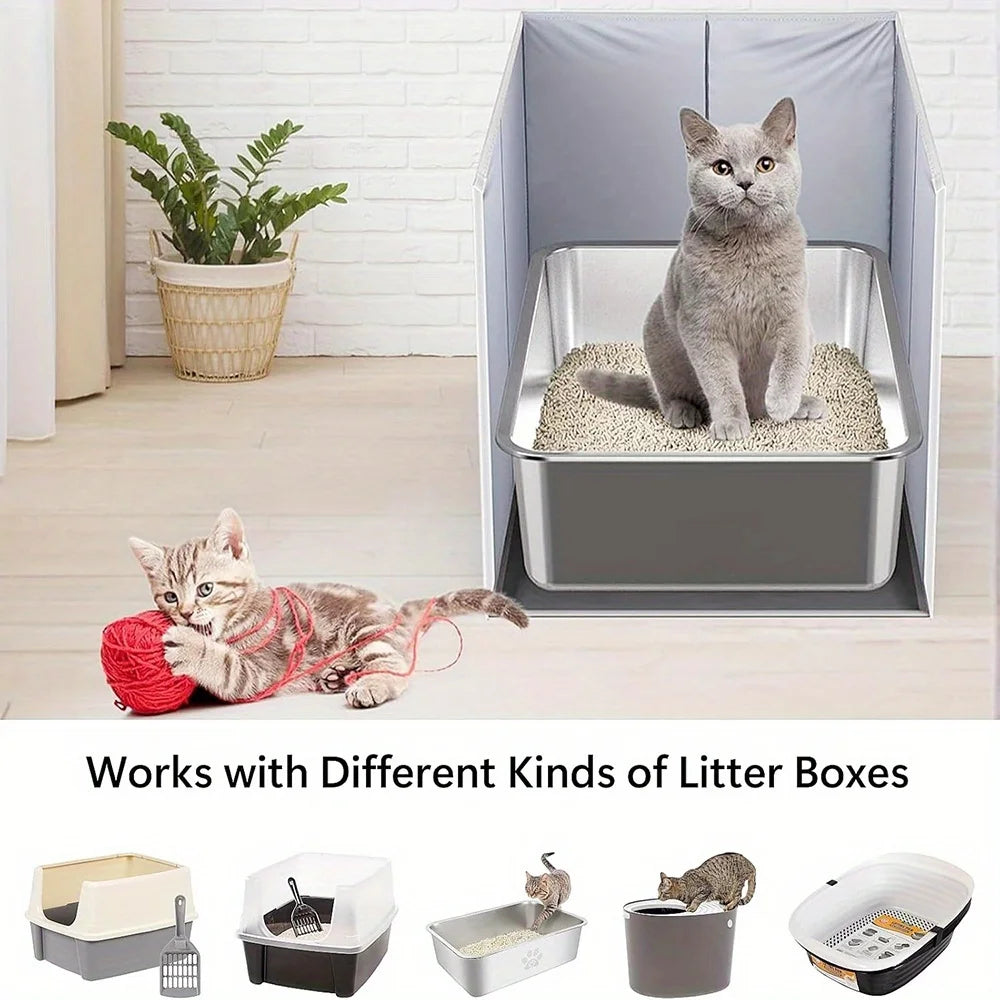 Extra Large Cat Litter Box Enclosure, Open Top High Sided Splash Guard, Water Resistance Shield for Cat Litter Boxes
