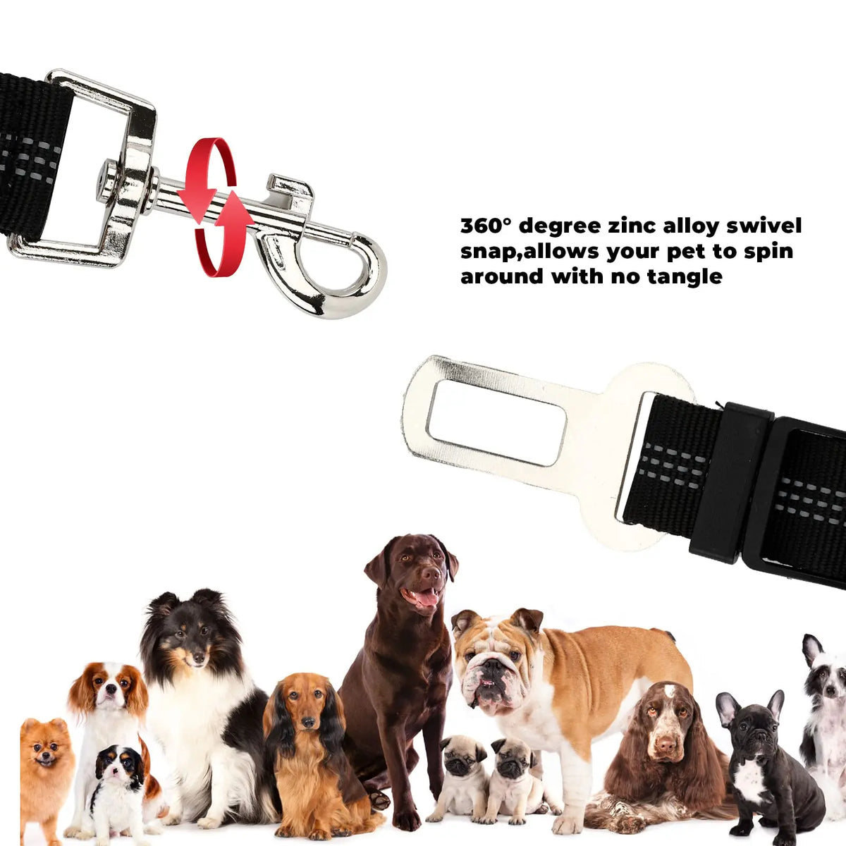 Reflective Adjustable Pet Car Safety Belt