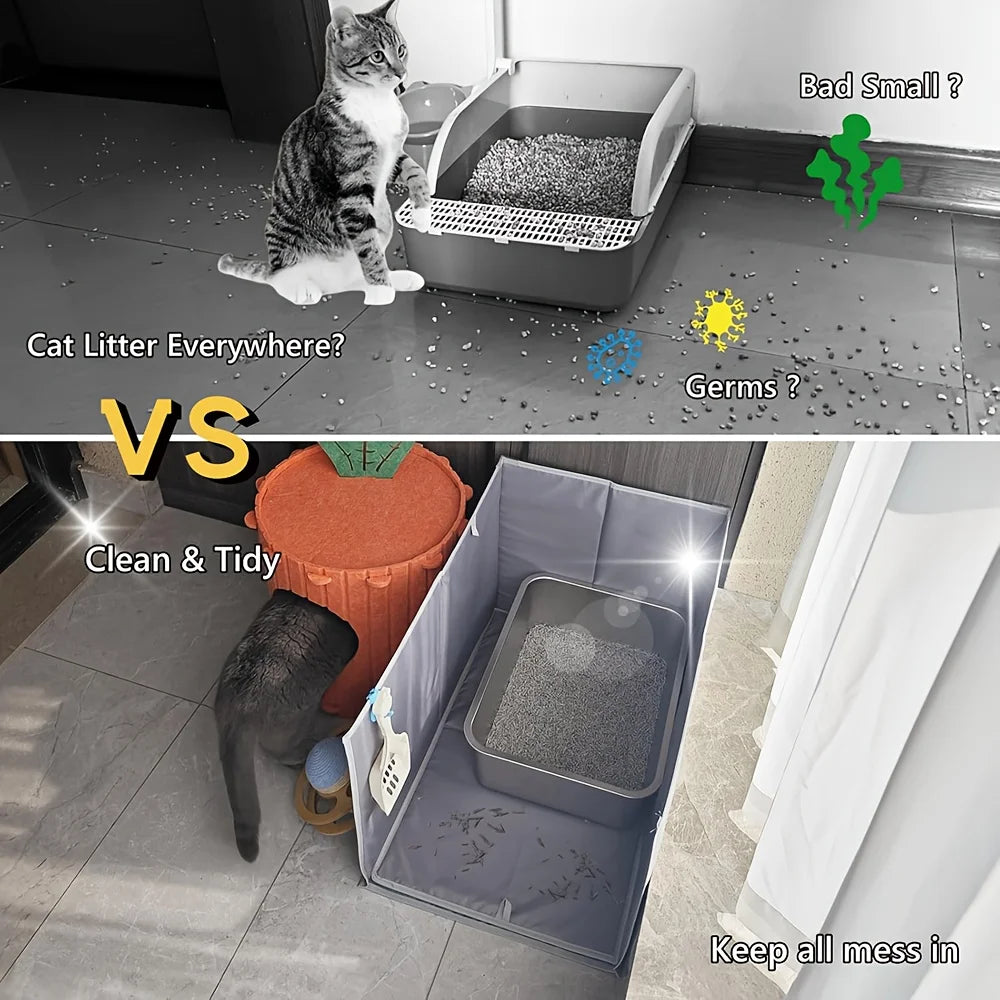 Extra Large Cat Litter Box Enclosure, Open Top High Sided Splash Guard, Water Resistance Shield for Cat Litter Boxes