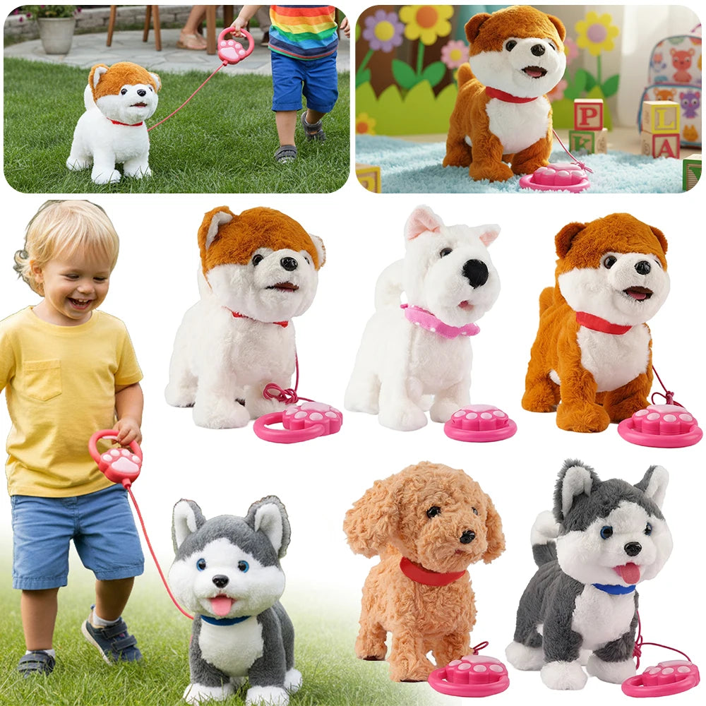 Walking Dog Repeats What You Say Realistic Licking Tongue Interactive Musical Puppy Robot Stuffed Animal Dog for Toddlers 3-5