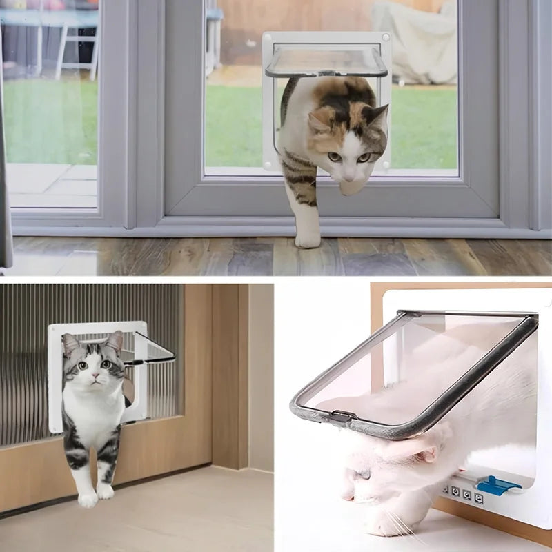 Weatherproof 4-Way Locking Cat Flap Door