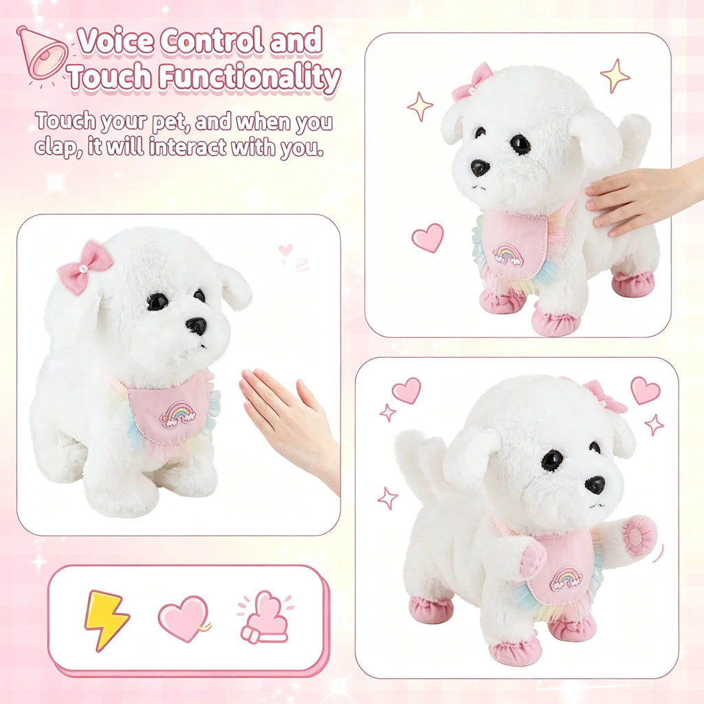 Interactive Stuffed Puppy Toys That Walk&Bark, Walking Dog Toy for Kids with Leash, Remote Control, Girls&Boys Aged 3+ GIFT