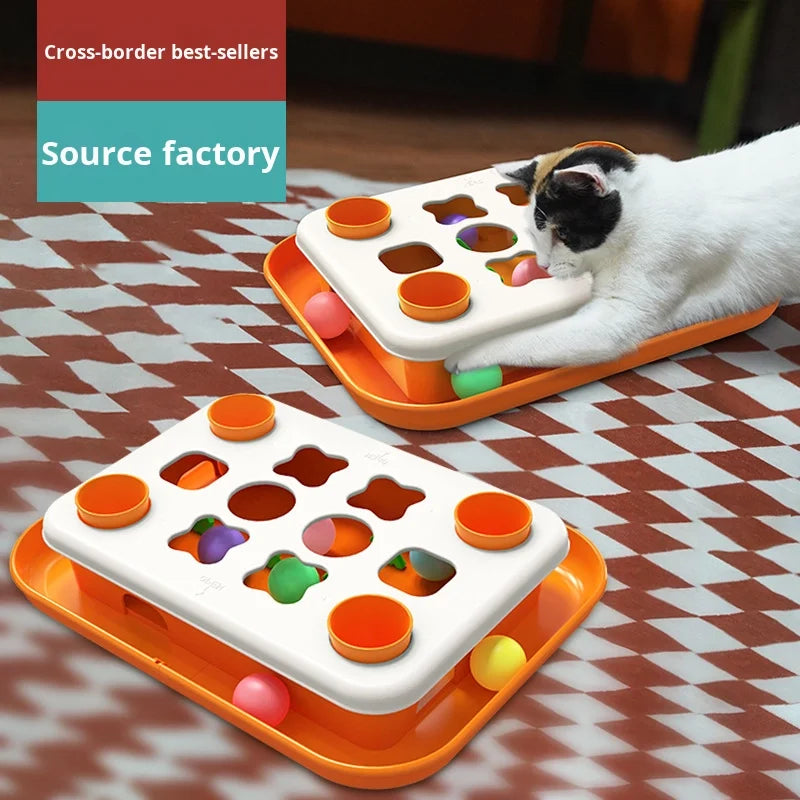 Luxury Eco-Friendly Fun Multicolor Cat Enrichment Toy with Grid Design and Rolling Balls for Home Cat Entertainment Stimulation