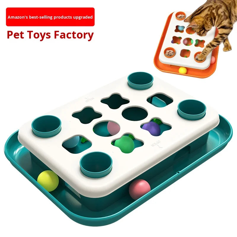 Luxury Eco-Friendly Fun Multicolor Cat Enrichment Toy with Grid Design and Rolling Balls for Home Cat Entertainment Stimulation