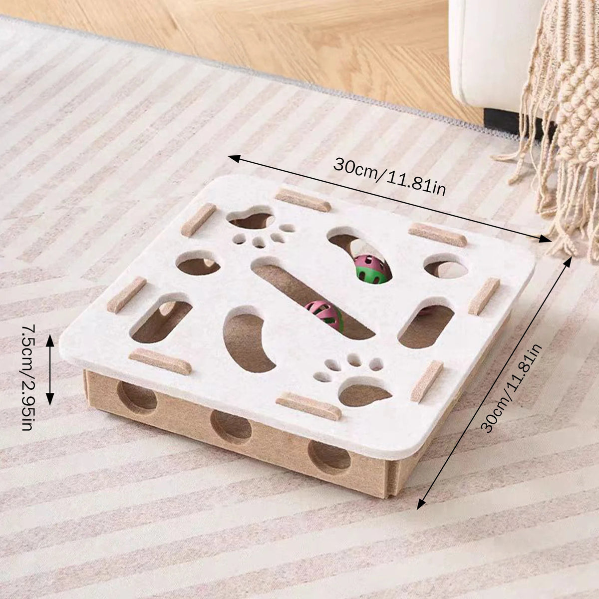 Cat Enrichment Puzzle Maze Felt Box Toy for Boredom Relief Interactive Play for Indoor Cats Mental Stimulation Fun Game