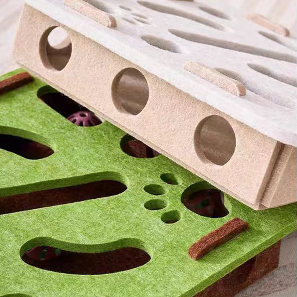 Cat Enrichment Puzzle Maze Felt Box Toy for Boredom Relief Interactive Play for Indoor Cats Mental Stimulation Fun Game