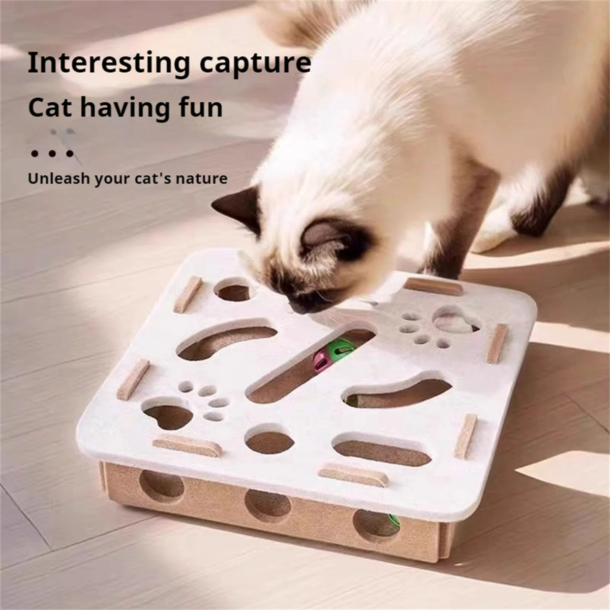 Cat Enrichment Puzzle Maze Felt Box Toy for Boredom Relief Interactive Play for Indoor Cats Mental Stimulation Fun Game