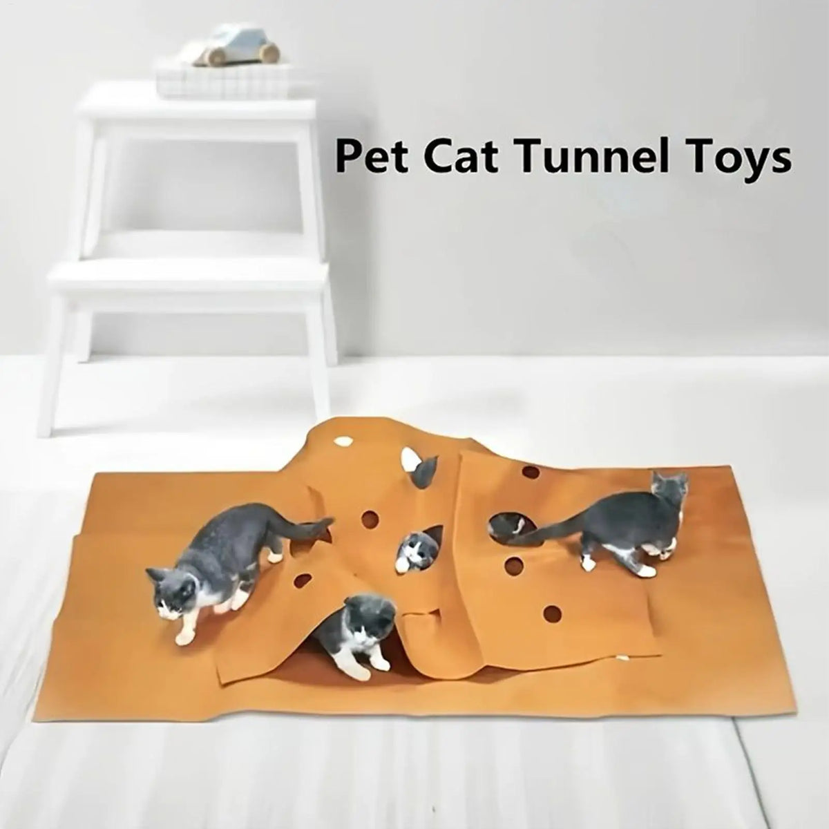 Interactive Cat Tunnel with Play Mat Foldable Enrichment Toy for Indoor Kitten Agility Training Scratching Climbing Activity Mat