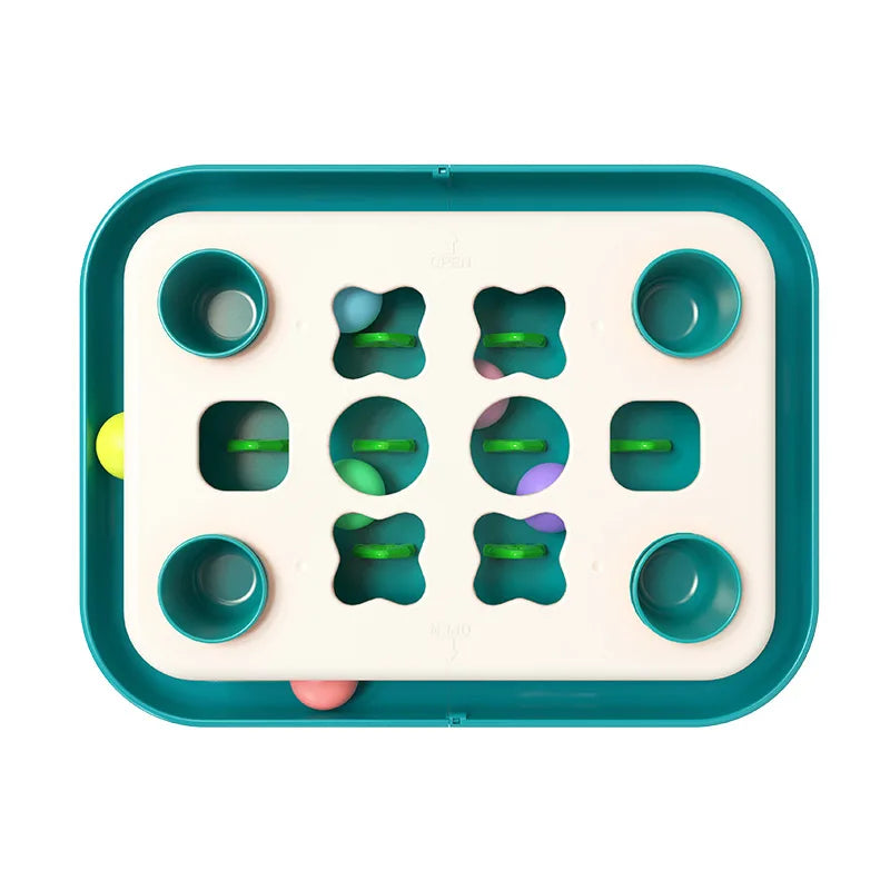 Luxury Eco-Friendly Fun Multicolor Cat Enrichment Toy with Grid Design and Rolling Balls for Home Cat Entertainment Stimulation