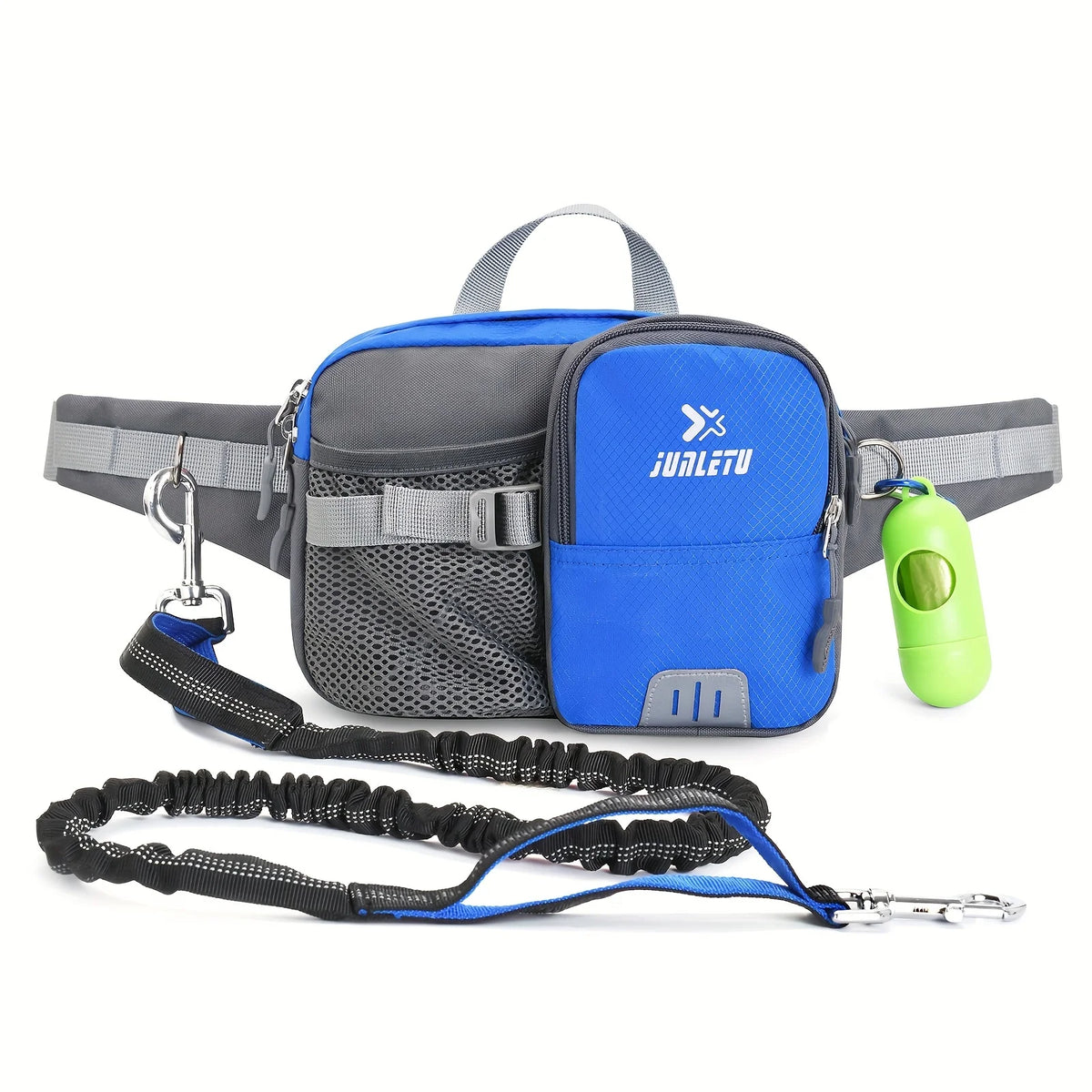 Dog Walking Leash with Waist Bag for Dog Sports Multifunction Outdoor Walk Dog Leash Reflective Waterproof Nylon Treat Bag