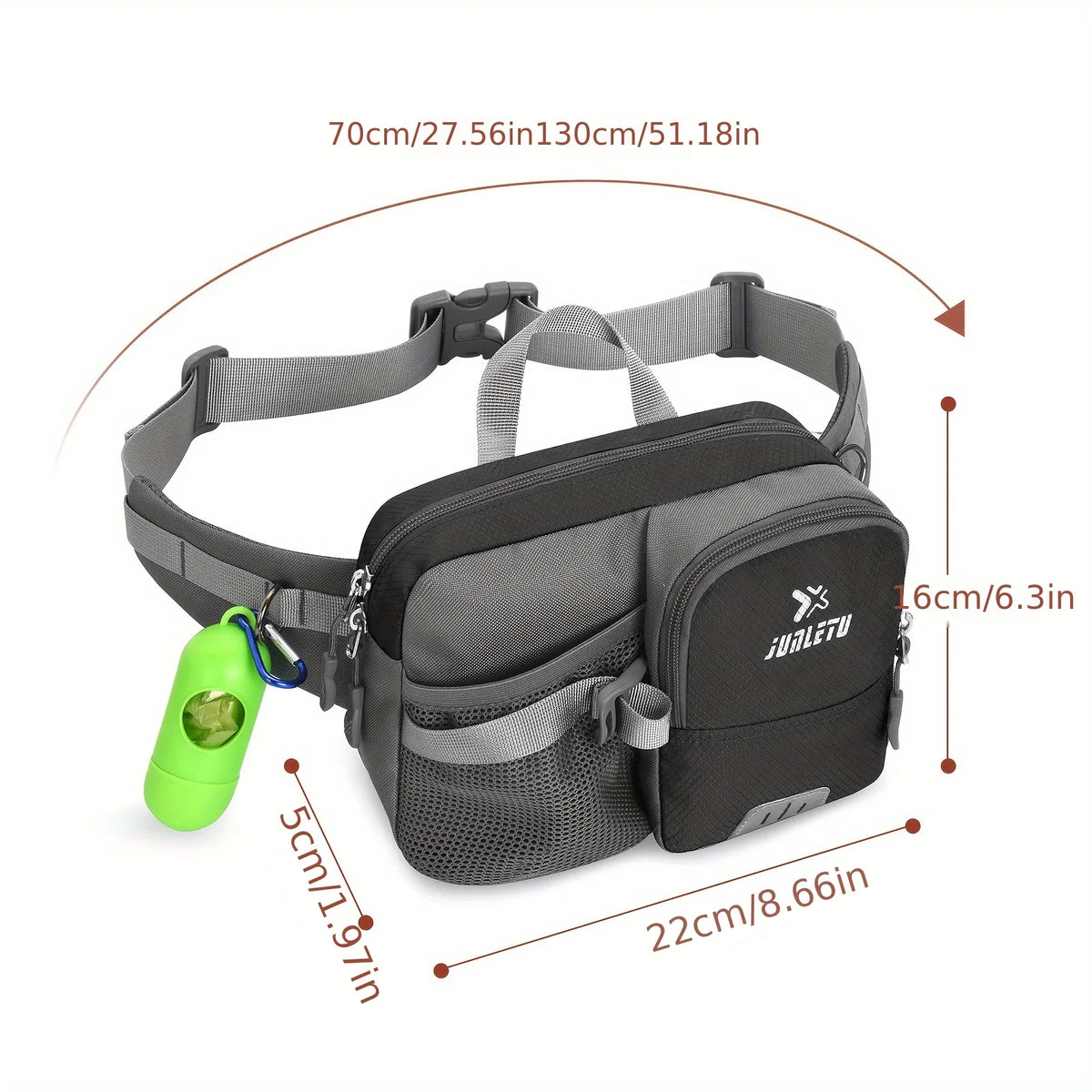 Dog Walking Leash with Waist Bag for Dog Sports Multifunction Outdoor Walk Dog Leash Reflective Waterproof Nylon Treat Bag