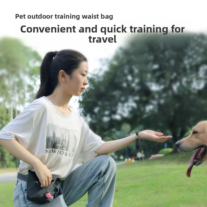Portable Dog Training Bag for Walking - with Adjustable Shoulder Strap & Waist Belt, Pet Waste Bag Storage
