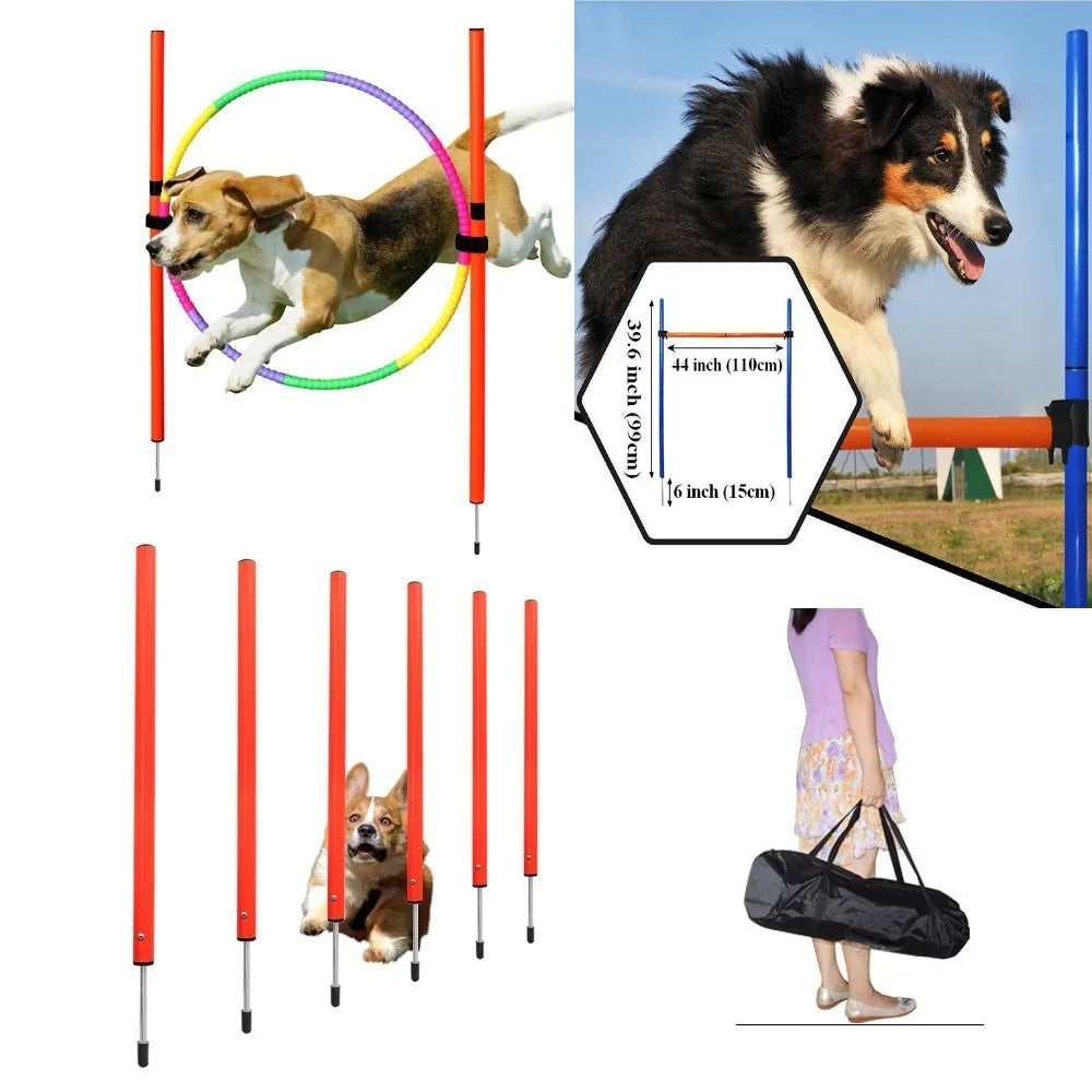 Dog Agility Training Equipment Portable Dog Jumping Tool Outdoor Dogs Running Stake Sports Stakes Pole Pet Agility Equipment Set