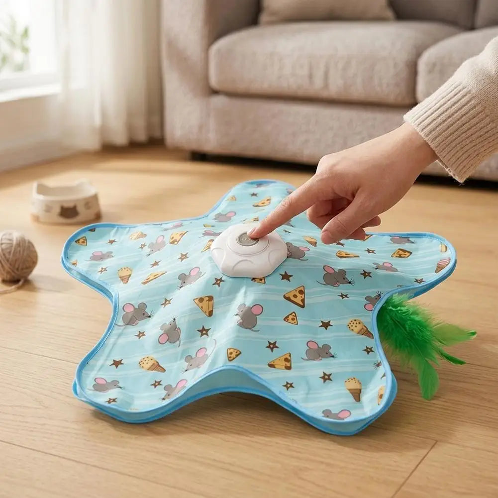 Cat Enrichment Toy, USB Rechargeable Automatic Hide And Seek Motion-Activated Cat Toy With Moving Feather Interactive Cat Toy