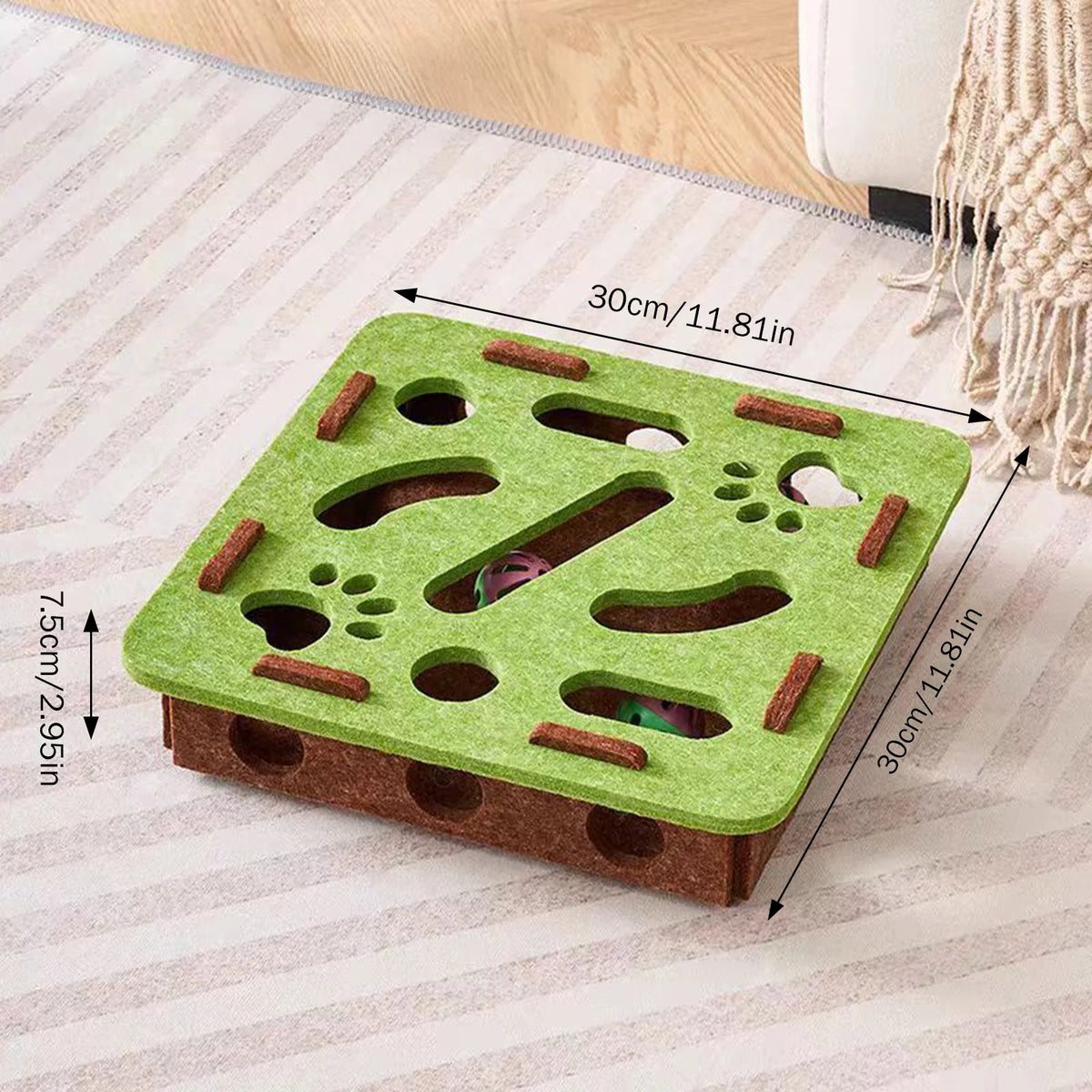 Cat Enrichment Puzzle Maze Felt Box Toy for Boredom Relief Interactive Play for Indoor Cats Mental Stimulation Fun Game