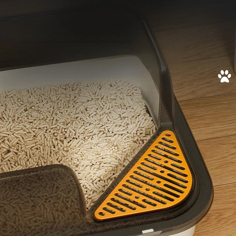 Large Semi Enclosed Cat Litter Box Elevated Open Anti Sand Cat Toilet Detachable Cleaning CatBedpans Large Space Pet Supplies
