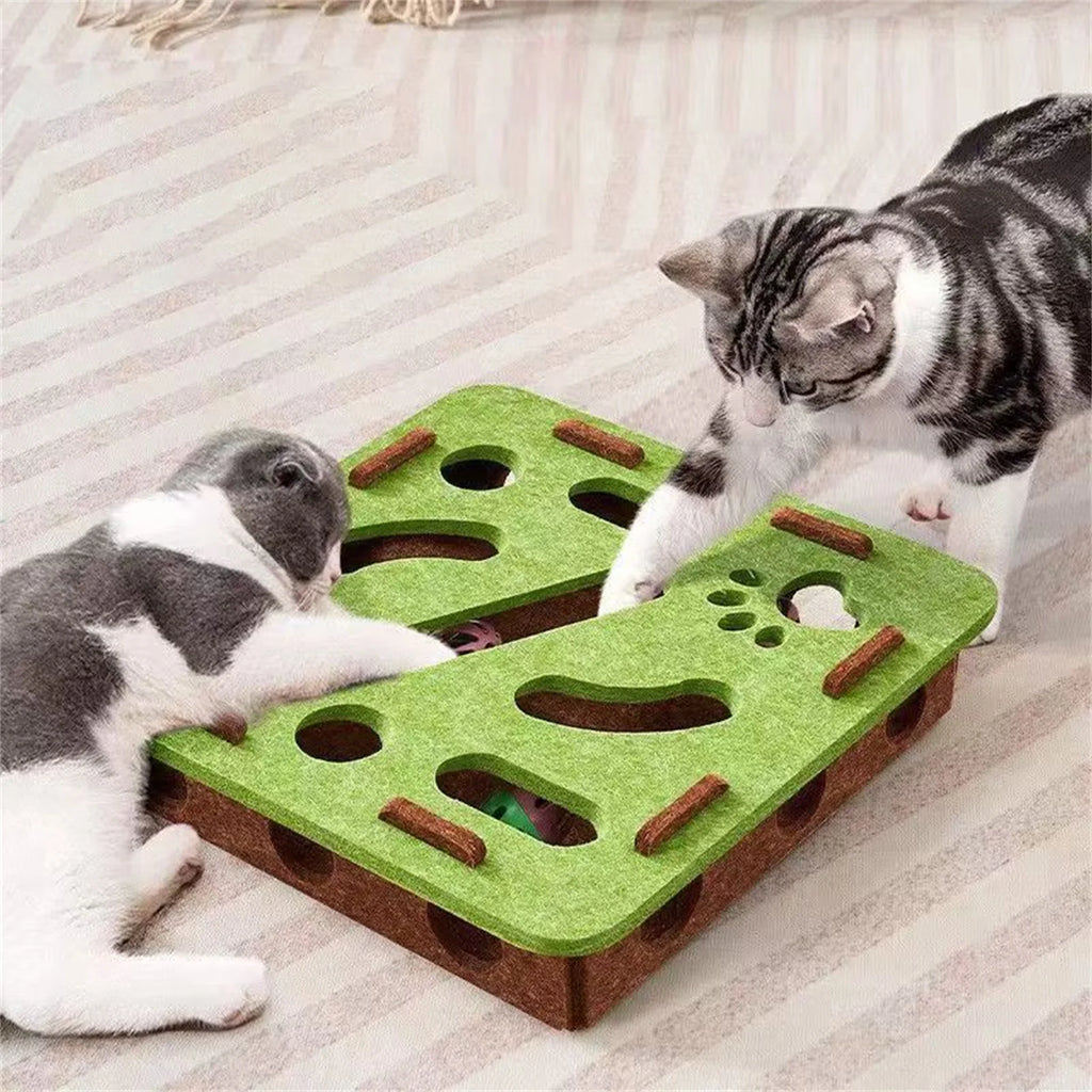 Cat Enrichment Puzzle Maze Felt Box Toy for Boredom Relief Interactive Play for Indoor Cats Mental Stimulation Fun Game