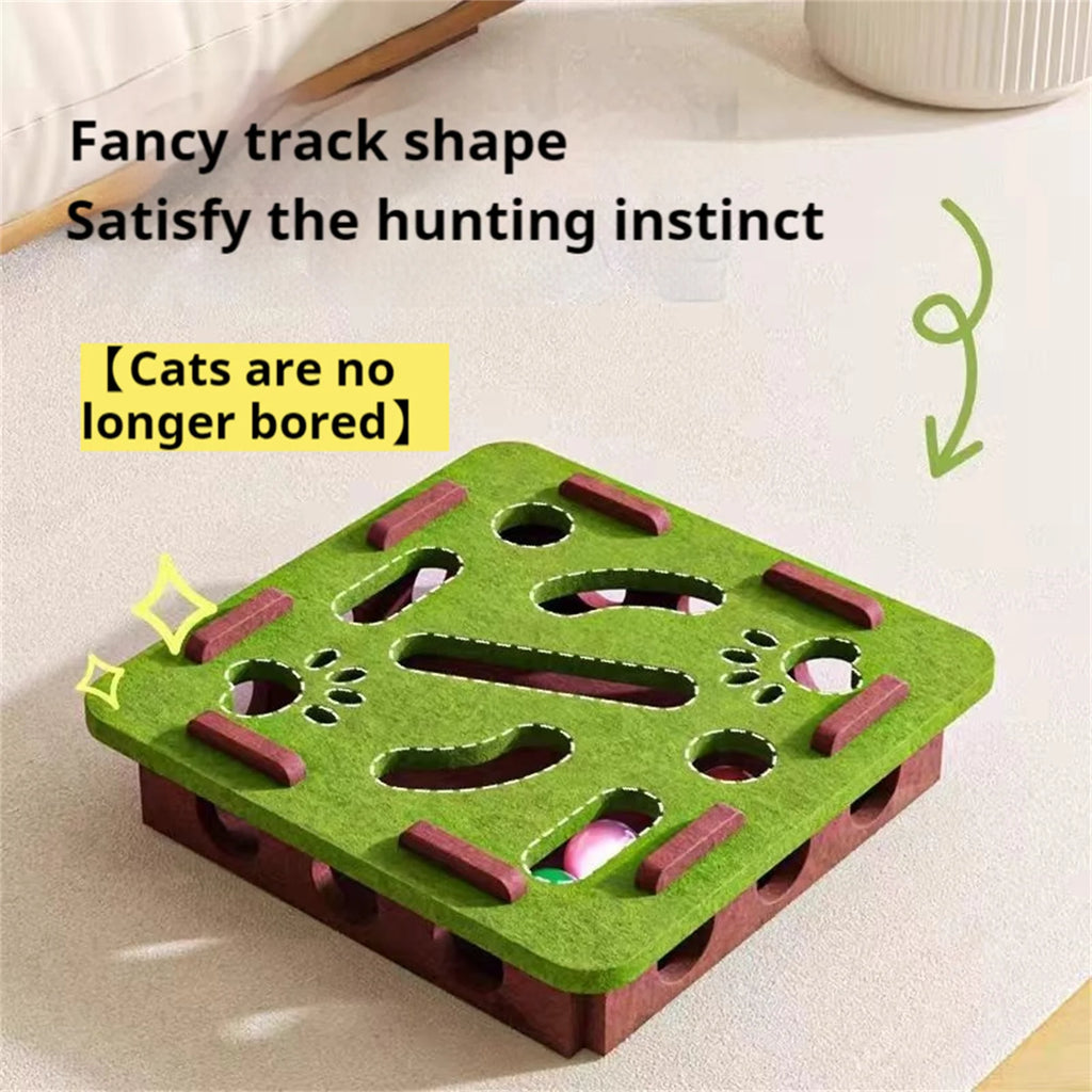 Cat Enrichment Puzzle Maze Felt Box Toy for Boredom Relief Interactive Play for Indoor Cats Mental Stimulation Fun Game
