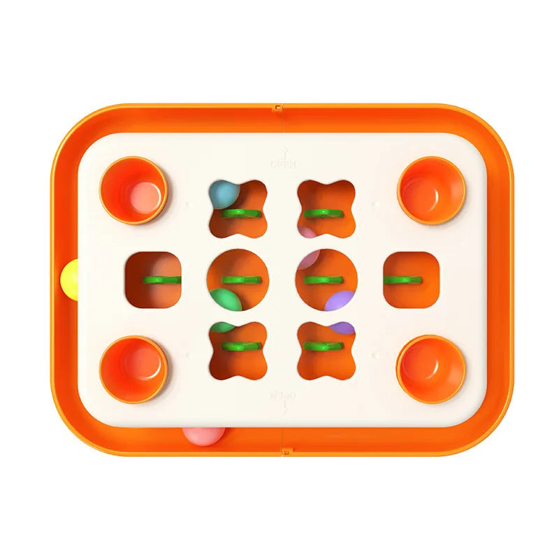 Luxury Eco-Friendly Fun Multicolor Cat Enrichment Toy with Grid Design and Rolling Balls for Home Cat Entertainment Stimulation