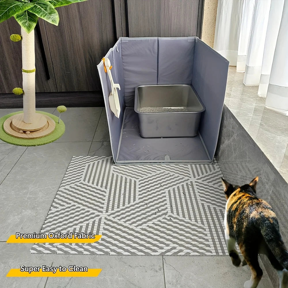 Extra Large Cat Litter Box Enclosure, Open Top High Sided Splash Guard, Water Resistance Shield for Cat Litter Boxes