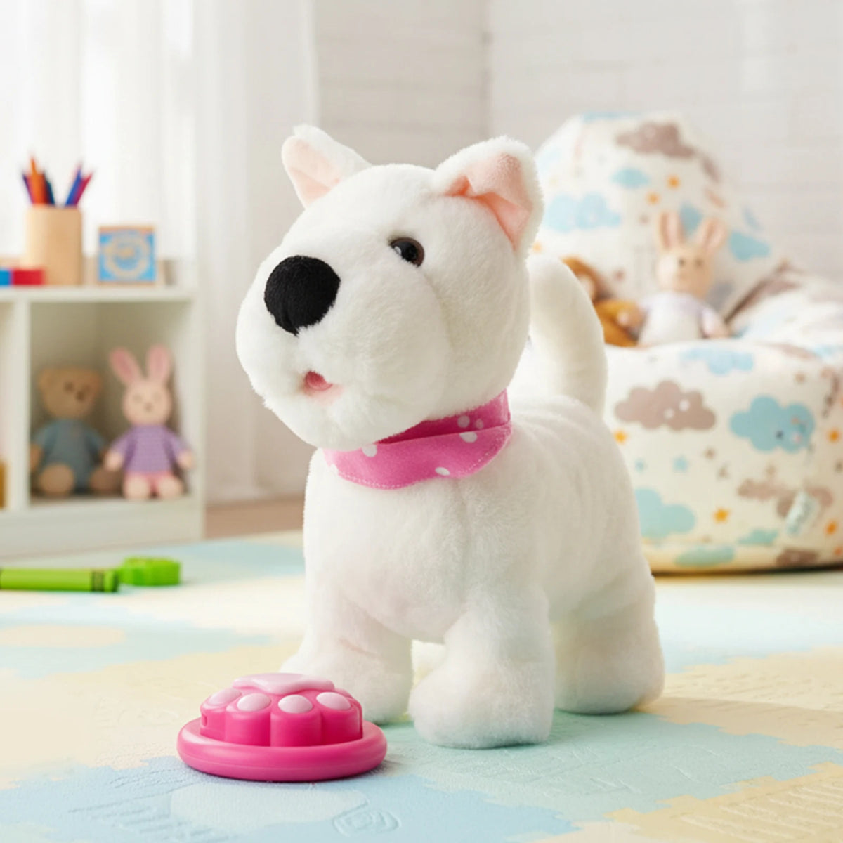 Walking Dog Repeats What You Say Realistic Licking Tongue Interactive Musical Puppy Robot Stuffed Animal Dog for Toddlers 3-5