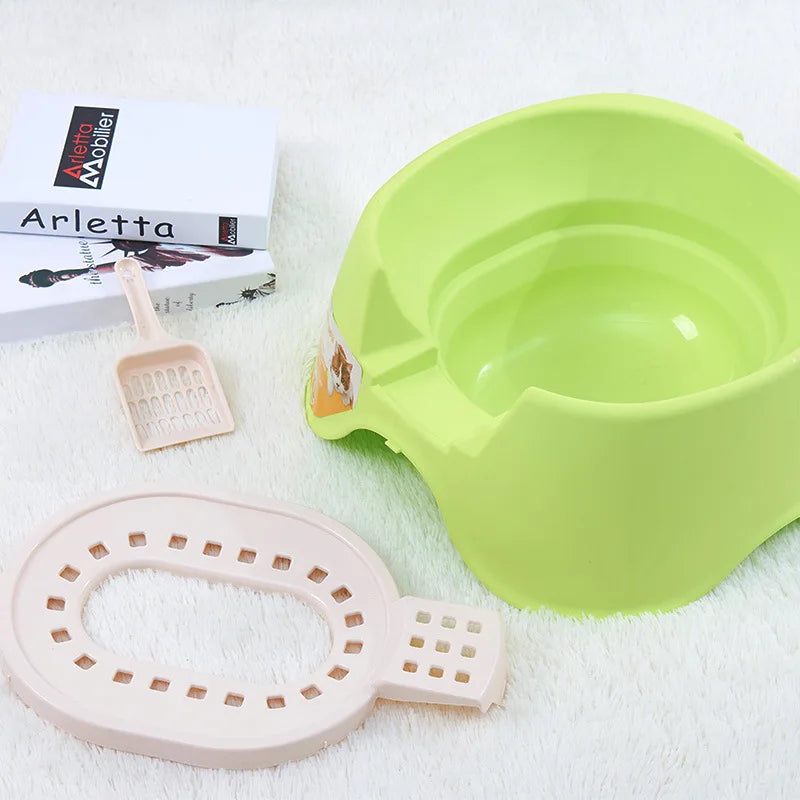 Cat squat toilet, super large cat litter box, semi closed open cat toilet, splash proof, cat litter scoop provided