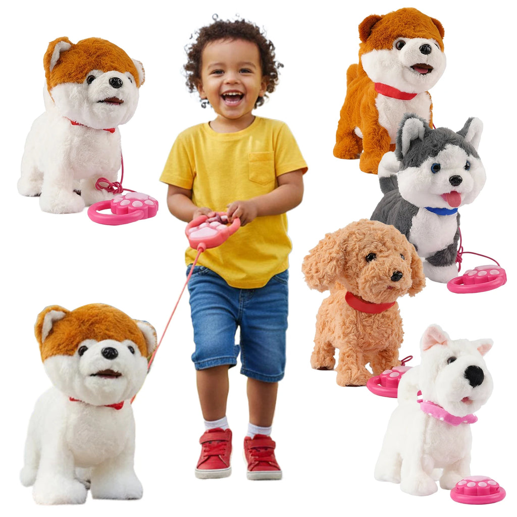 Walking Dog Repeats What You Say Realistic Licking Tongue Interactive Musical Puppy Robot Stuffed Animal Dog for Toddlers 3-5