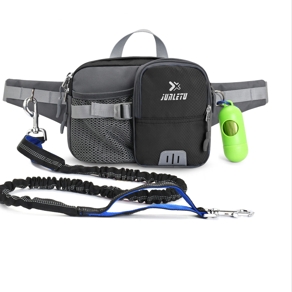 Dog Walking Leash with Waist Bag for Dog Sports Multifunction Outdoor Walk Dog Leash Reflective Waterproof Nylon Treat Bag