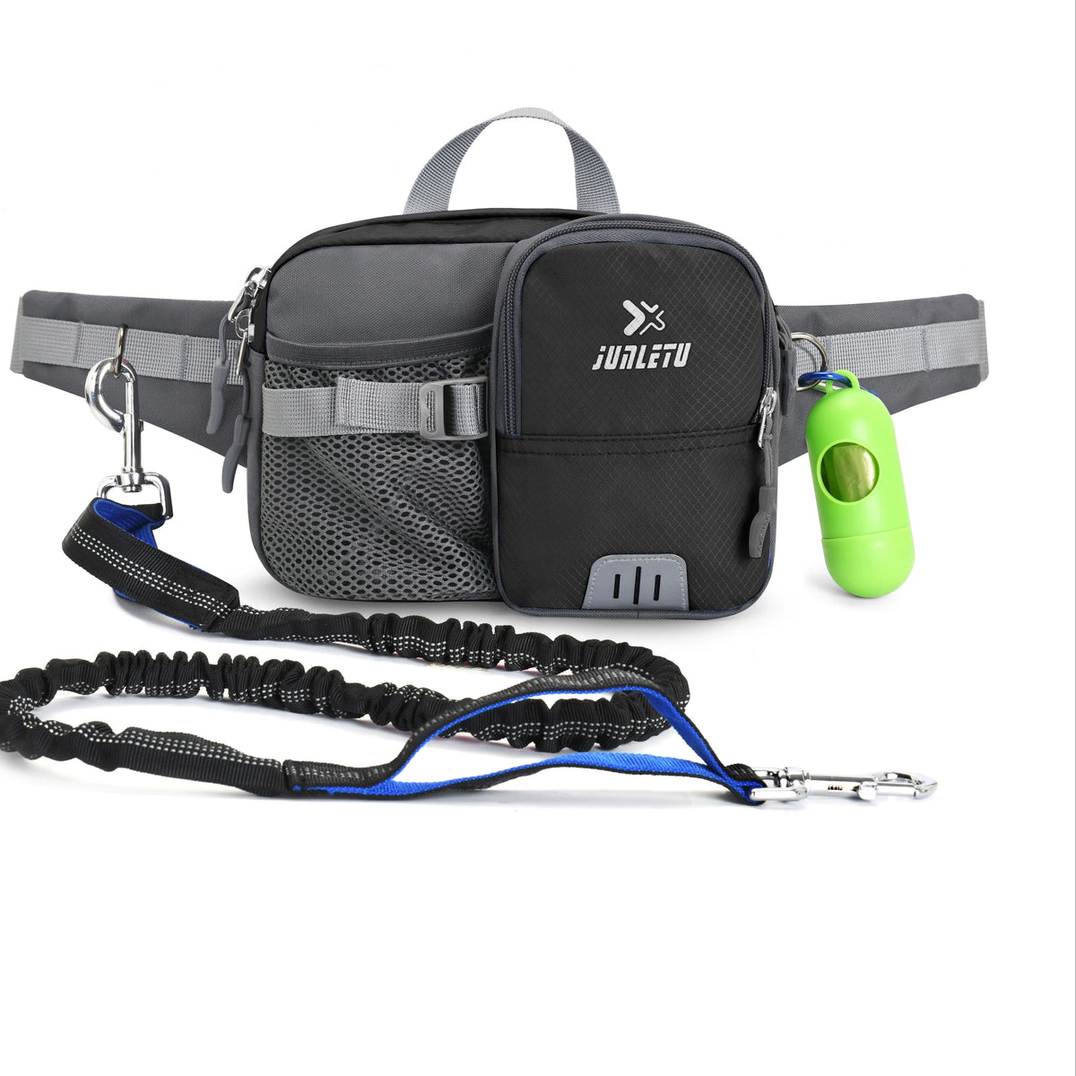 Dog Walking Leash with Waist Bag for Dog Sports Multifunction Outdoor Walk Dog Leash Reflective Waterproof Nylon Treat Bag