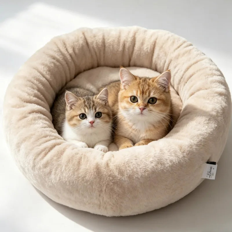 Eco-Friendly Plush Donut Pet Bed