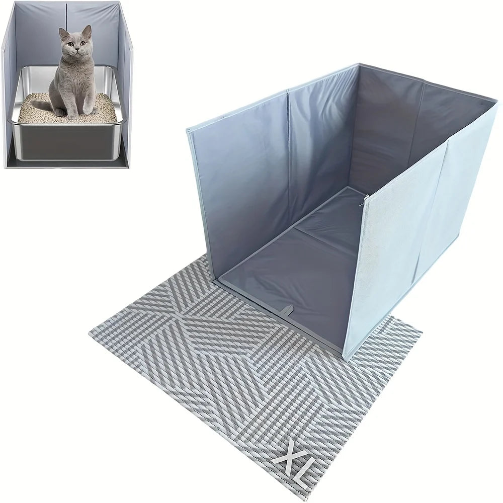 Extra Large Cat Litter Box Enclosure, Open Top High Sided Splash Guard, Water Resistance Shield for Cat Litter Boxes