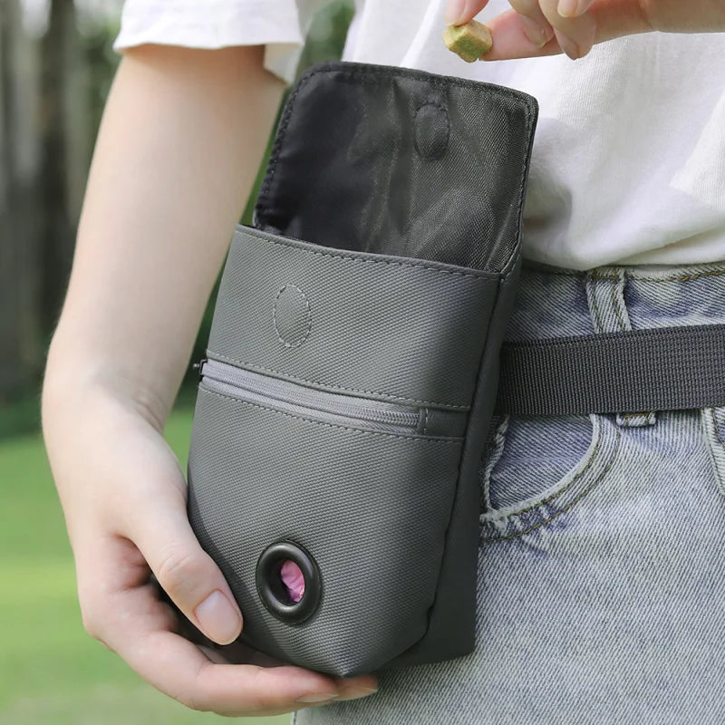 Portable Dog Training Bag for Walking - with Adjustable Shoulder Strap & Waist Belt, Pet Waste Bag Storage