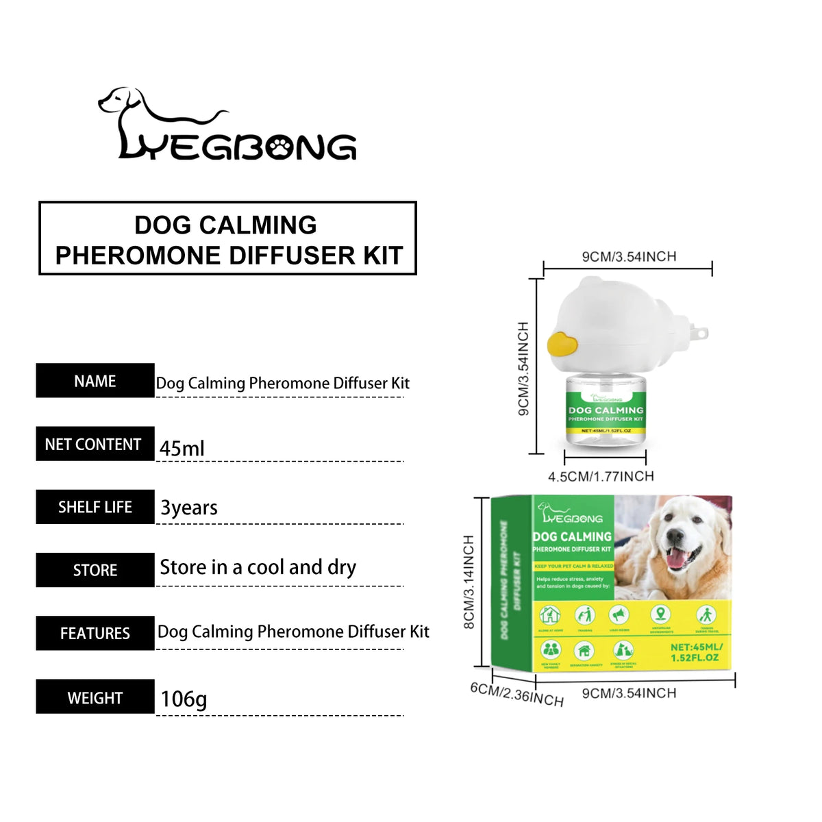 Dog Emotion Diffuser Set for Anxiety Relief Home Environment Stress Care Kit to Effectively Reduce Dogs' Pressure