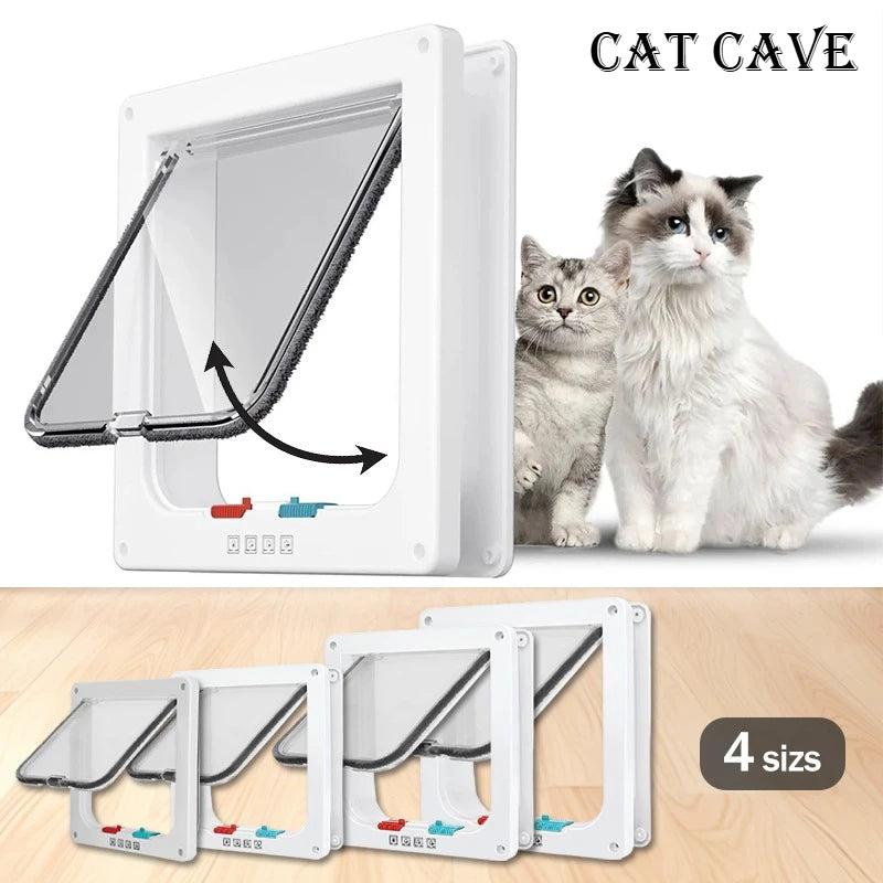 Weatherproof 4-Way Locking Cat Flap Door