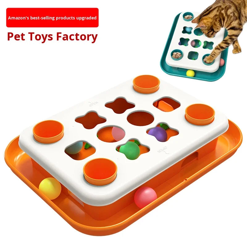 Luxury Eco-Friendly Fun Multicolor Cat Enrichment Toy with Grid Design and Rolling Balls for Home Cat Entertainment Stimulation