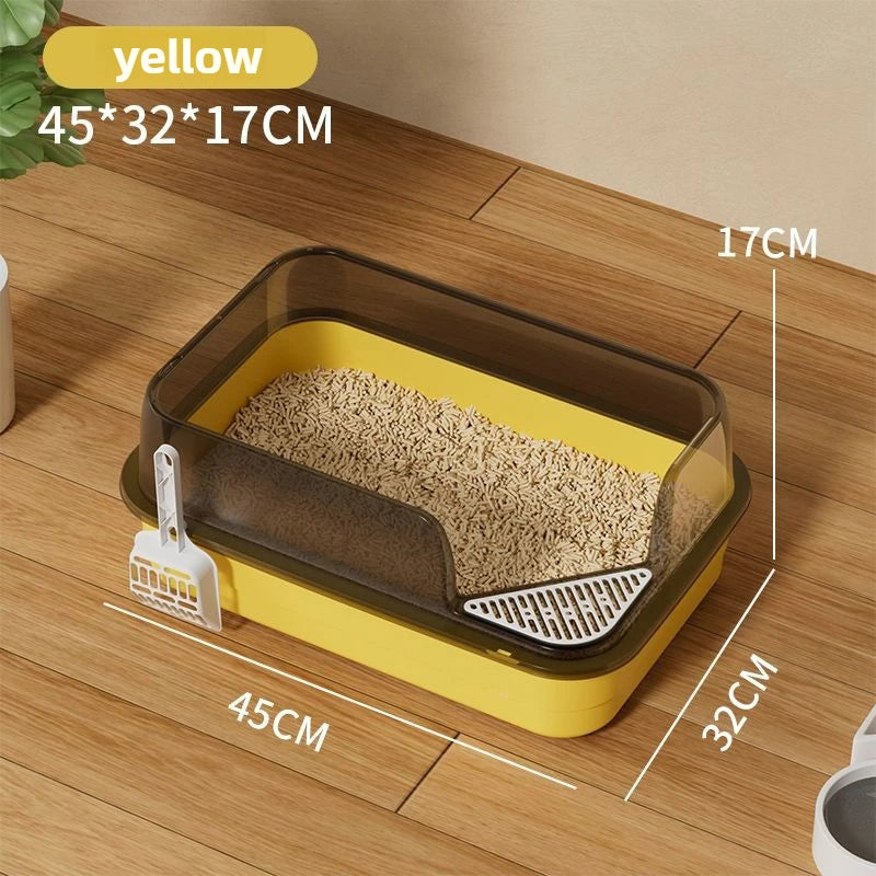 Large Semi Enclosed Cat Litter Box Elevated Open Anti Sand Cat Toilet Detachable Cleaning CatBedpans Large Space Pet Supplies