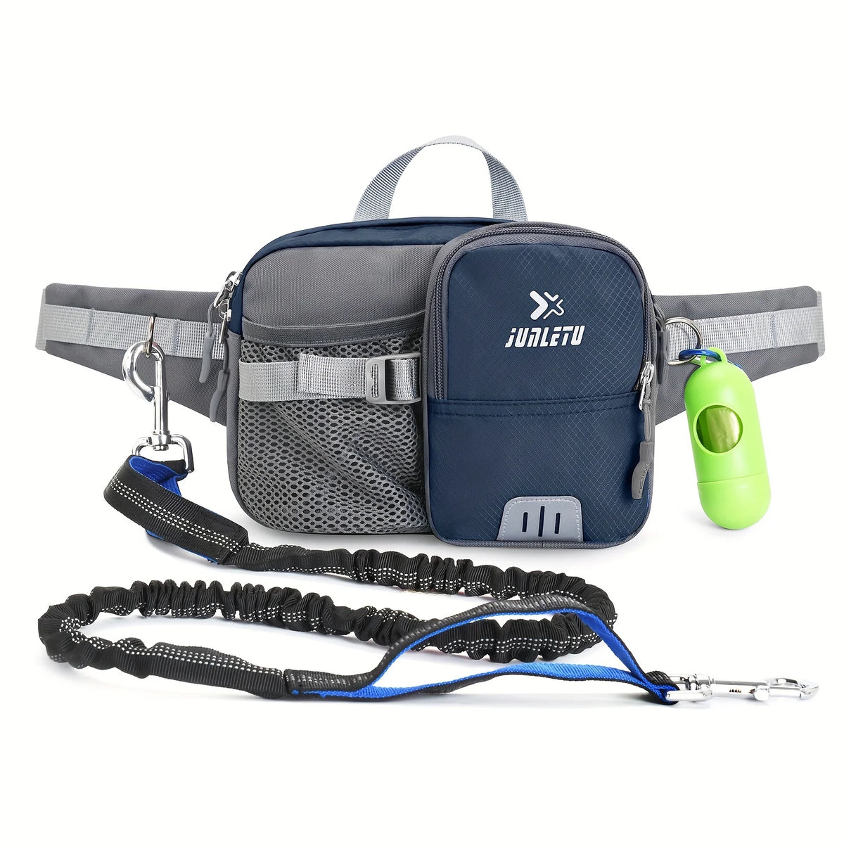 Dog Walking Leash with Waist Bag for Dog Sports Multifunction Outdoor Walk Dog Leash Reflective Waterproof Nylon Treat Bag