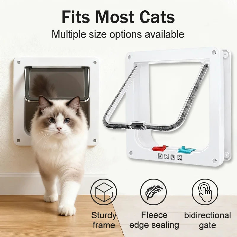 Weatherproof 4-Way Locking Cat Flap Door